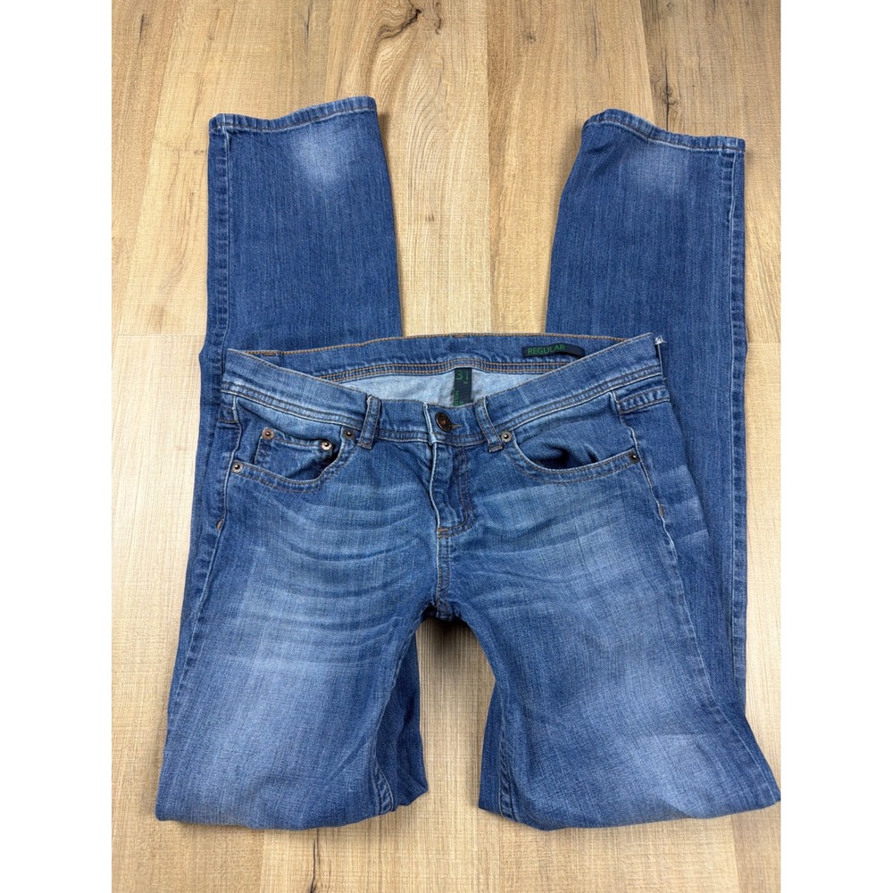 Y2K Low Rise United Colors of Benetton Womens Straight Leg Jeans Blue 31W